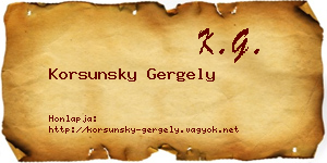 Korsunsky Gergely névjegykártya